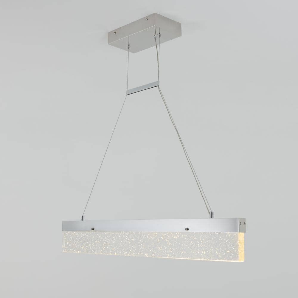 Essence Bar Chrome Linear LED Pendant Light with Bubble Glass