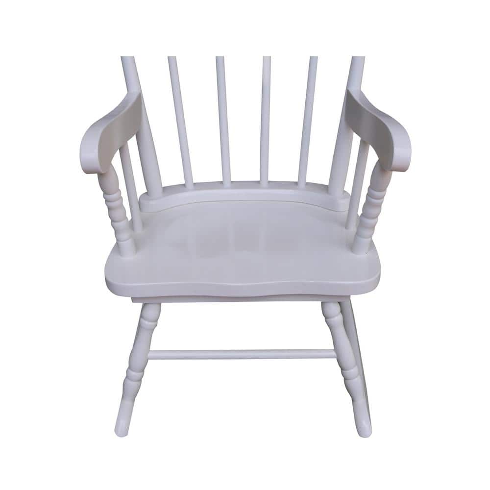 White Solid Wood Juvenile Rocker with Spindle Back