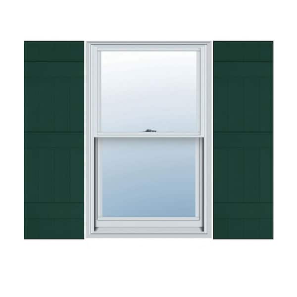 Ekena Millwork 14 in. x 69 in. Lifetime Vinyl Custom Four Board Joined Board and Batten Shutters Pair Midnight Green