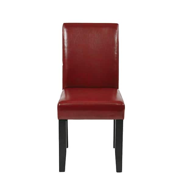 OSP Home Furnishings Red Eco Leather Parsons Dining Chair