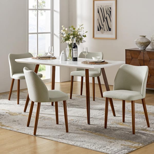 JAYDEN CREATION Eliseo Gray Upholstered Back Dining Chair with Solid Wooden Tapered Legs (Set of 4)
