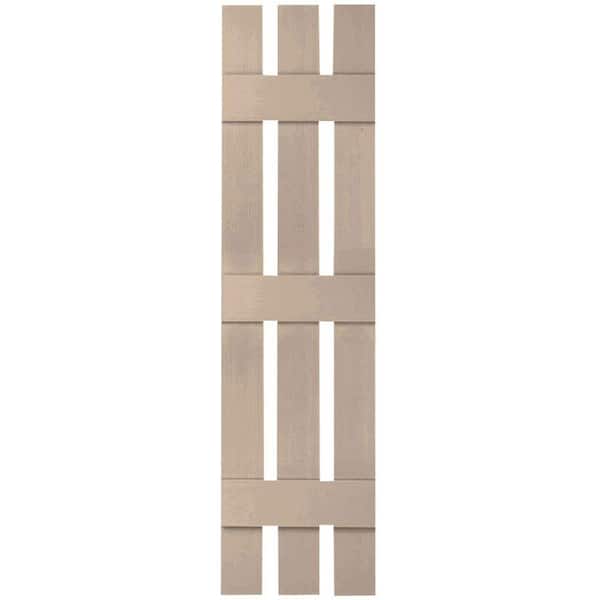 Ekena Millwork 12 in. x 56 in. Lifetime Vinyl TailorMade Three Board Spaced Board and Batten Shutters Pair Wicker