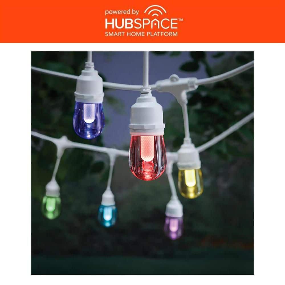 Hampton Bay Smart White 12-Light 24 ft. Indoor/Outdoor Plug-in