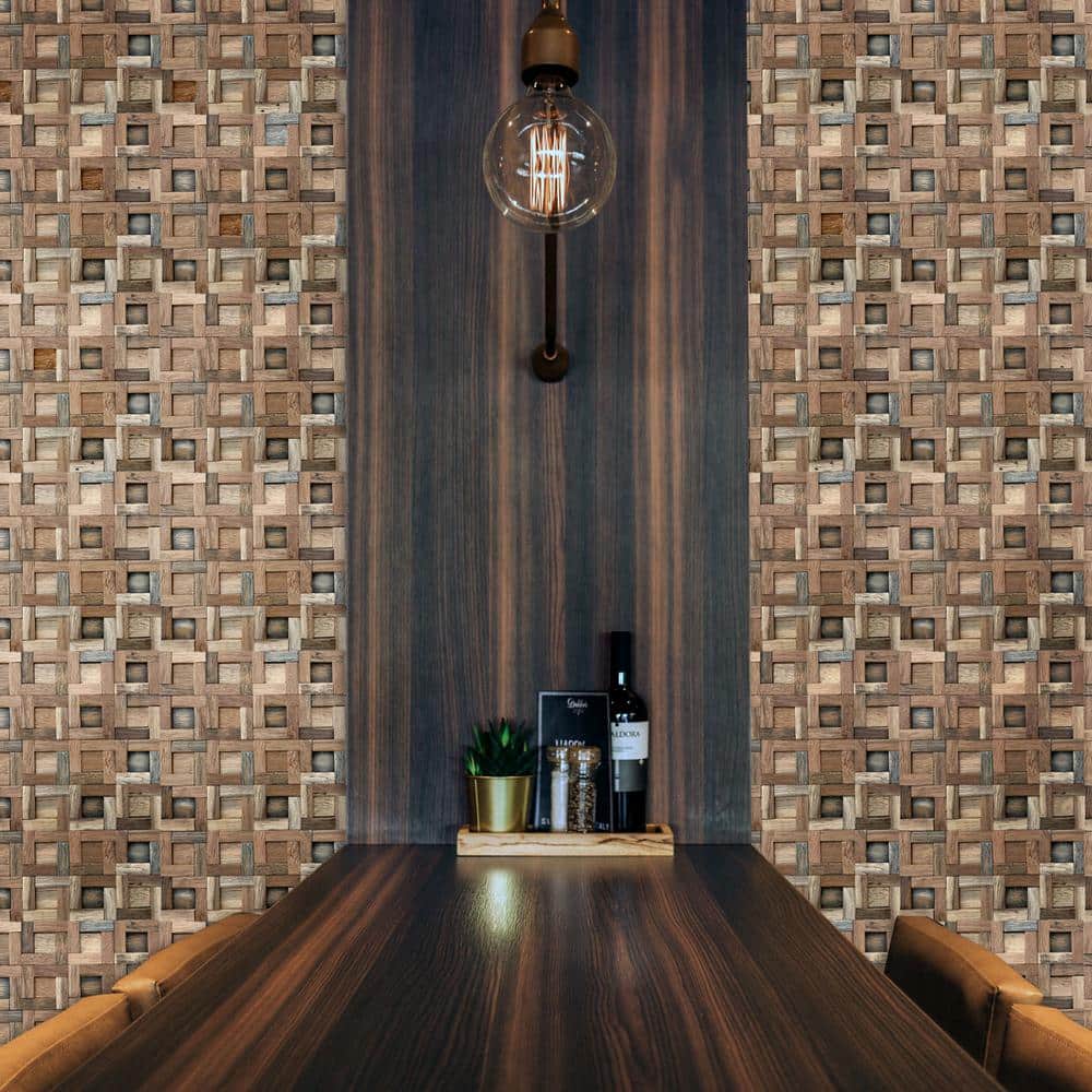 Natural Finish Reclaimed Wood Mosaic Wall Tile 11-Pack