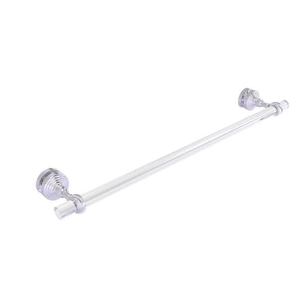 Allied Brass Pacific Grove Collection 24 in. Over-The-Door Shower Door Towel Bar with Twisted Accents in Satin Chrome