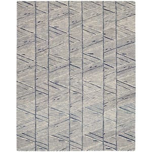 Vail White Blue 8 ft. x 10 ft. Contemporary Area Rug