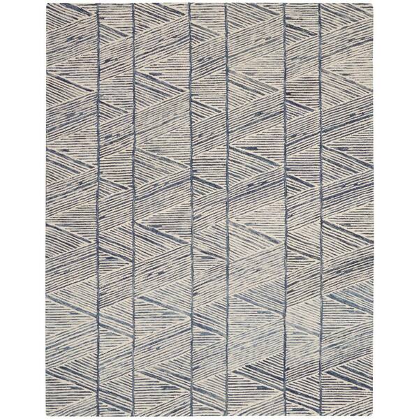 Nourison Vail White Blue 8 ft. x 10 ft. Contemporary Area Rug 794185 ...