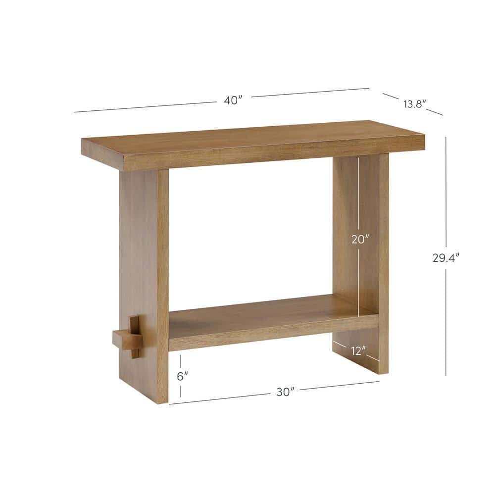 Virgo Light Brown Wood Console Table with Storage