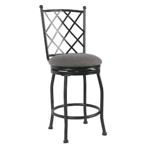 39 in. Gray High Back Metal Frame Counter Height Stool with Fabric Seat