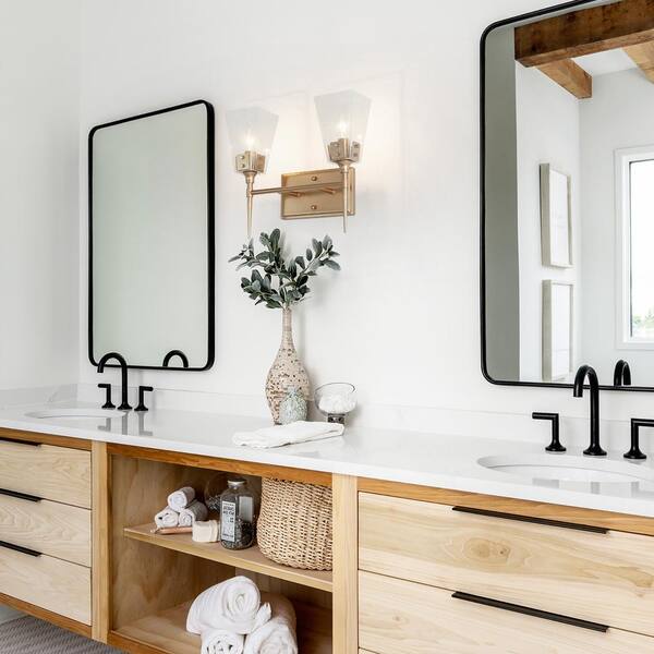 Uolfin Modern 2 Light Bell Gold Vanity Bathroom Wall Fixture With Seeded Glass Shades S7ivnuhd243017b Uolfin Modern 2 Light Bell Gold Vanity, Modern Light Fixtures Bathroom