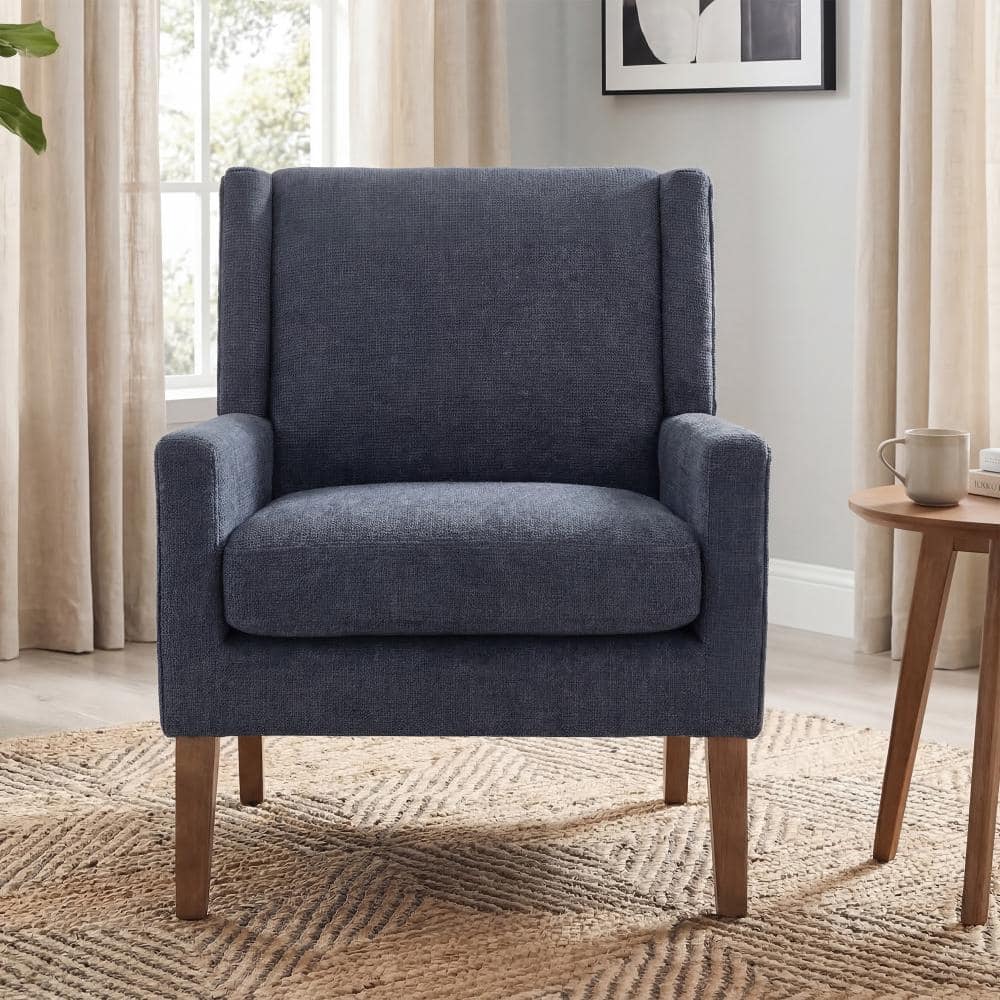 Blue Fabric Accent Chair Comfy Living Room Arm Chair with Wood Legs price history on PriceWatchPro