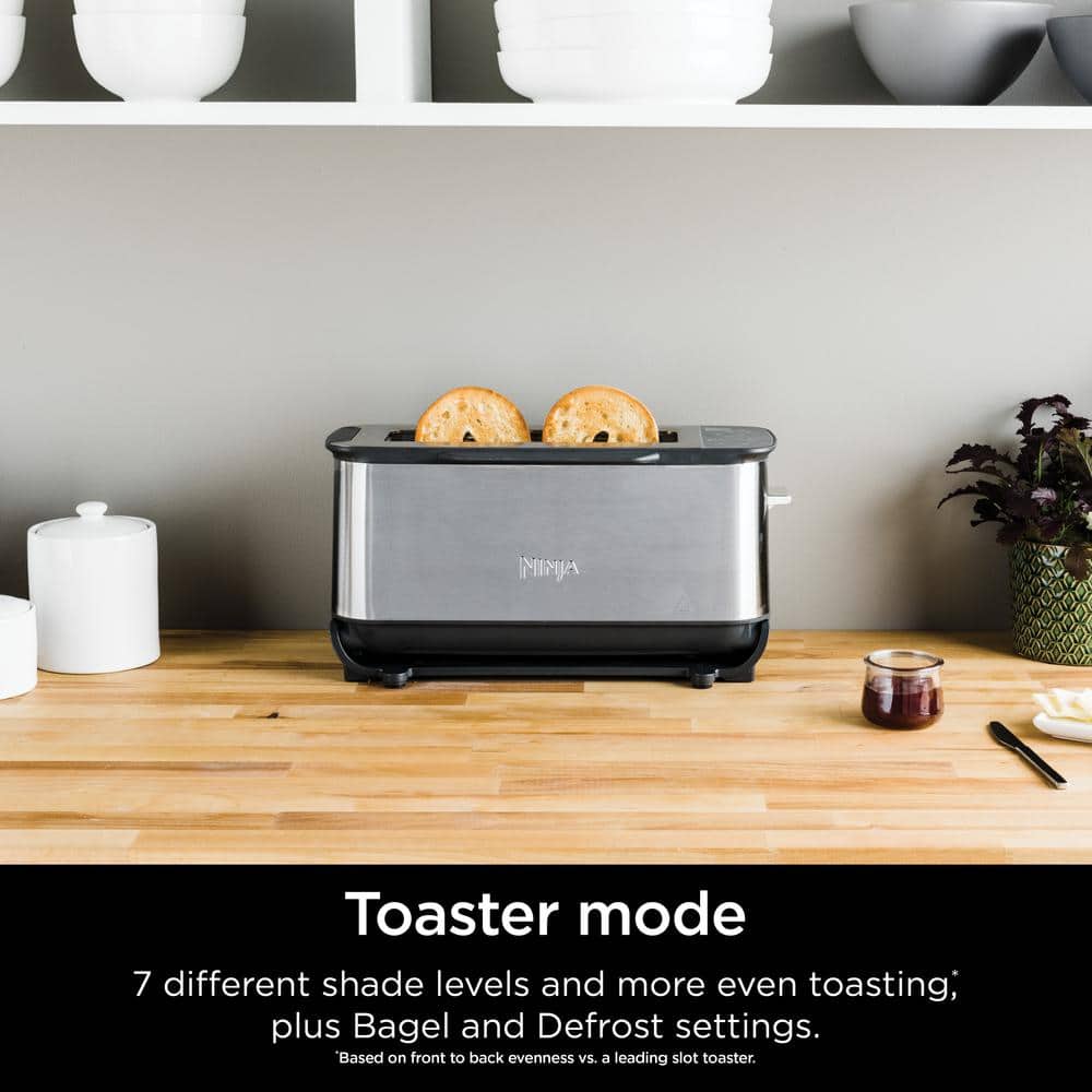 Ninja Ninja Foodi 2-in-1 Flip Toaster, 2-Slice Capacity, Compact Toaster Oven with Reheat and Defrost Functions, 1500 Watts, Stainless Steel