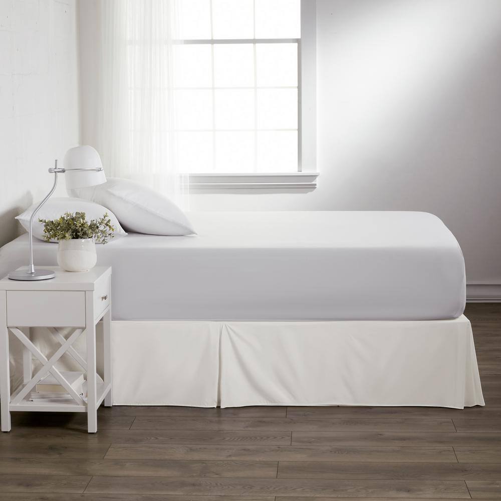 Ivory Full Cotton Polyester Pleated Bed Skirt Panel