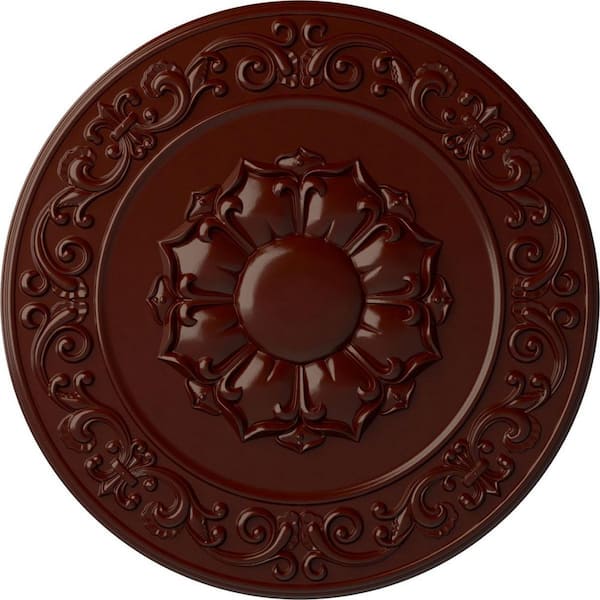 Ekena Millwork 27-3/4" x 2" Sydney Urethane Ceiling Medallion (Fits Canopies up to 5-3/4"), Brushed Mahogany