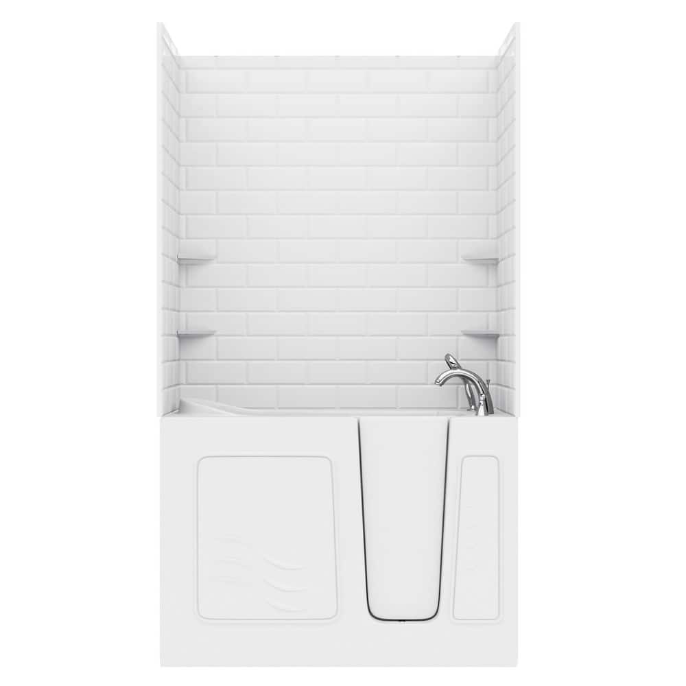 Rampart Wall Series 26 in. x 53 in. Right Side Drain Combination Jetted Bathtub in White with 5x10 in. Tile Wall Kit price history on PriceWatchPro