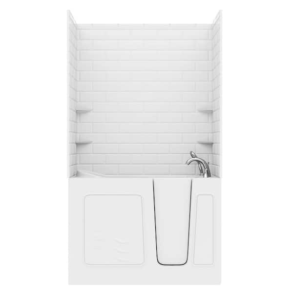 Rampart Wall Series 26 in. x 53 in. Right Side Drain Combination Jetted Bathtub in White with 5x10 in. Tile Wall Kit