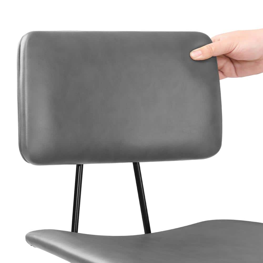 Gray Faux Leather Counter Height Bar Stools with Metal Frame, Set of 2