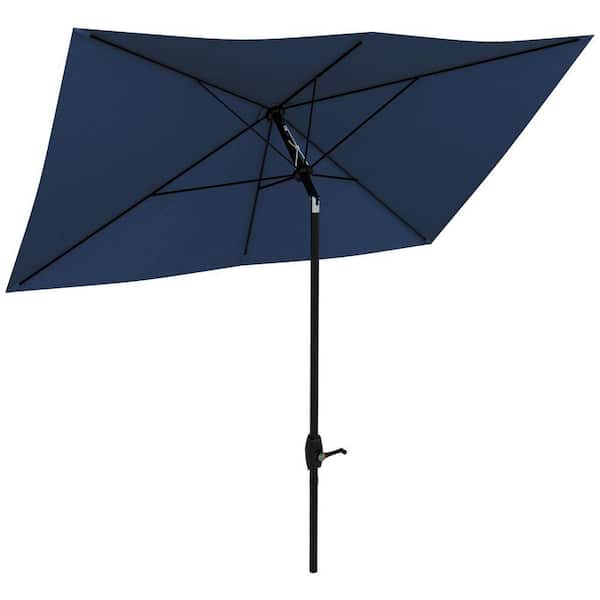 10 ft. x 6.5 ft. Rectangular Market Patio Umbrella with Tilt, Crank and 6 Sturdy Ribs in Navy Blue ZLP12-58 - The Home Depot 10 ft. x 6.5 ft. Rectangular Market Patio Umbrella with Tilt, Crank and 6 Sturdy Ribs in Navy Blue ZLP12-58 - The Home Depot