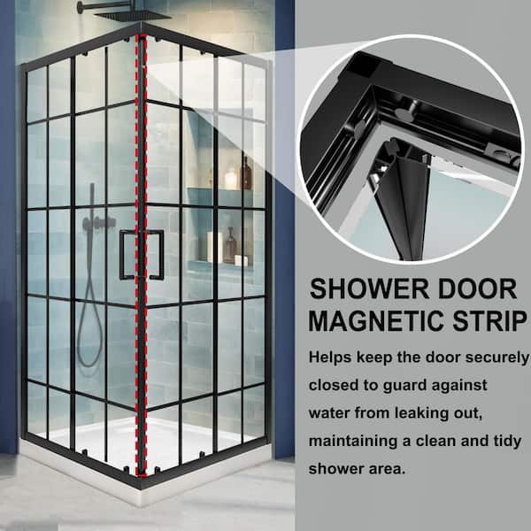 AZDHOME 36 in. W. x 36 in. D x 71 in. H Sliding Frameless Corner
