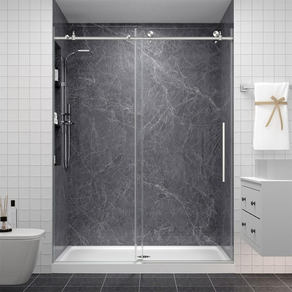 EASYWORC 49-54 in. W x 76 in. H Sliding Frameless Shower Door in
