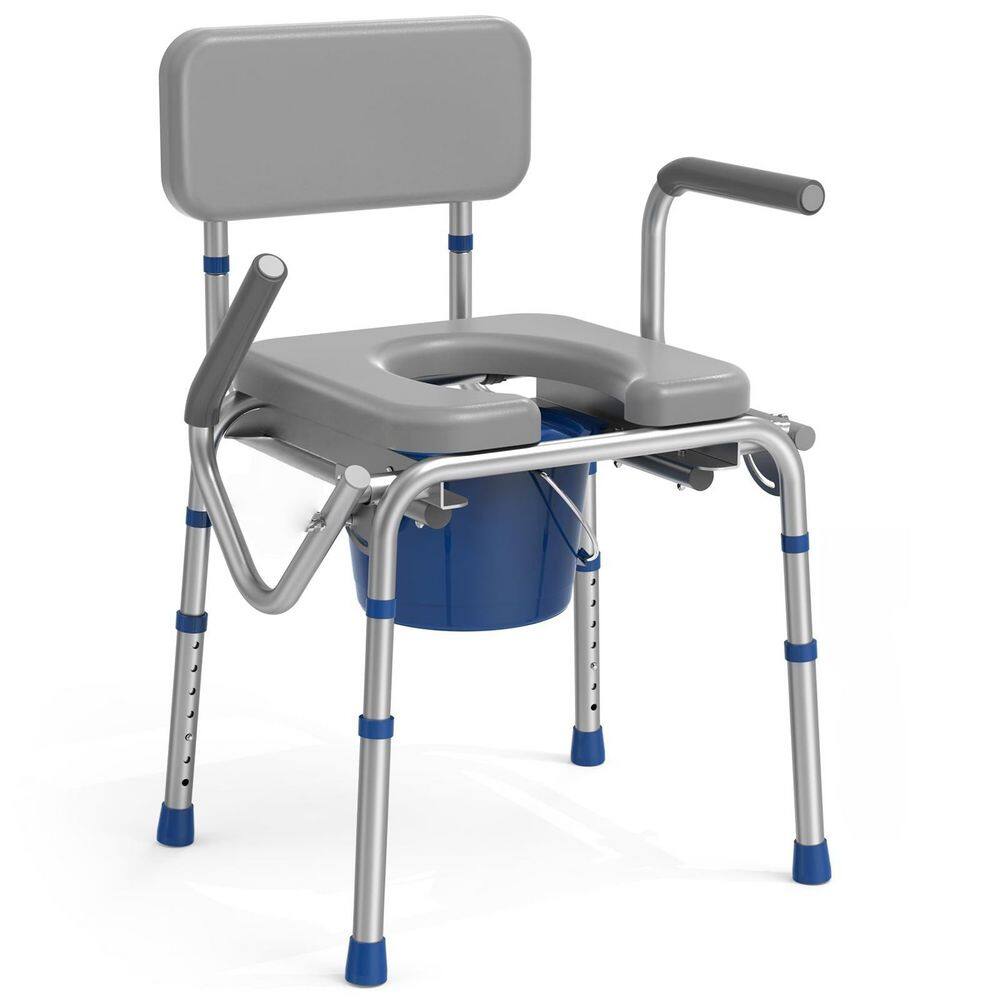 Wudkey 22.05 in. x 37 in. Drop Arm Bedside Commode Toilet Seat with ...