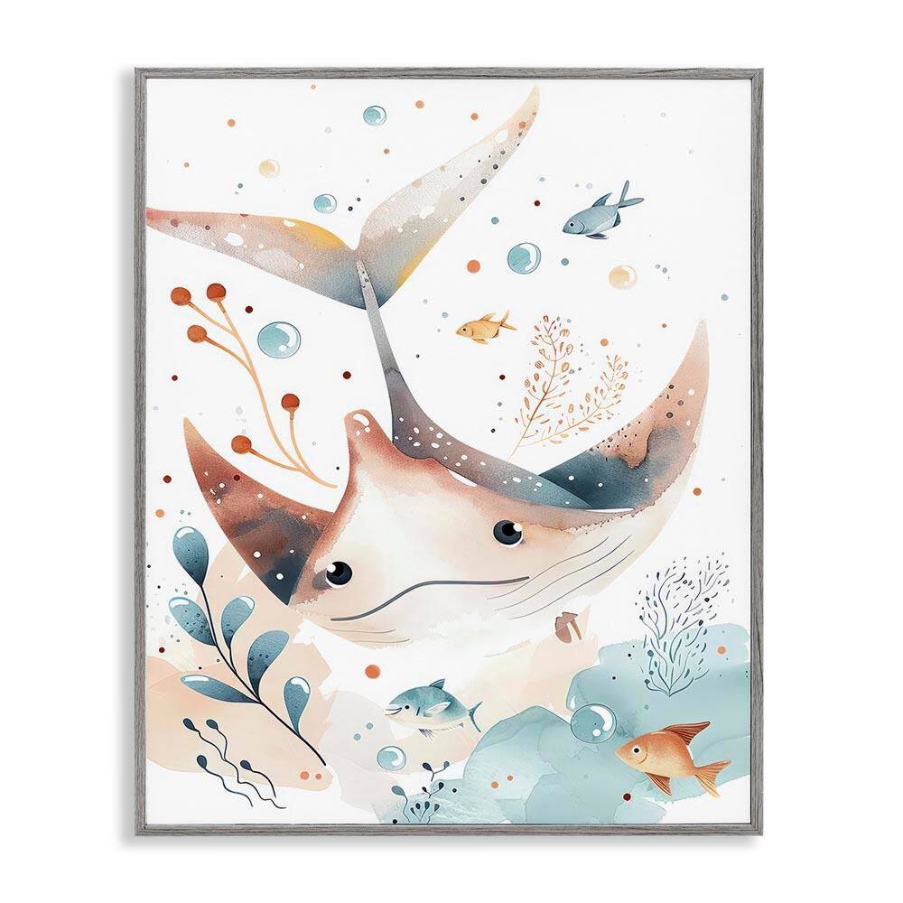 Smiling Manta Ray by Franklyn Gregory Gray Framed Animal Giclee Art Print 14 in. x 11 in. price history on PriceWatchPro