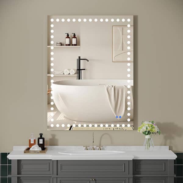 Unbranded 40 in. W x 32 in. H Rectangle LED Bathroom Mirror Vanity Mirror Decorative Wall Mirrors with Light and Anti-Fog Memory