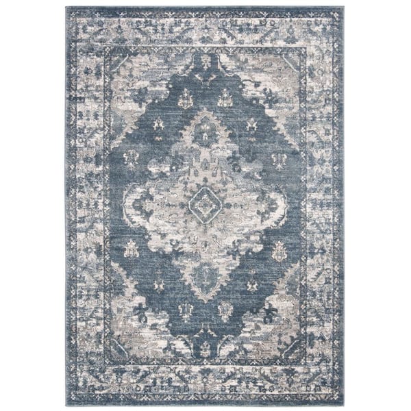 SAFAVIEH Oregon Blue/Cream 5 ft. x 7 ft. Distressed Floral Medallion Area Rug