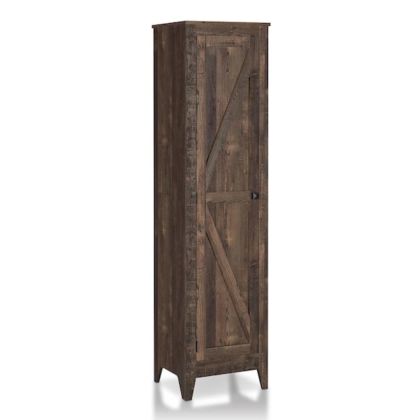 Furniture of America Barnabus 70.86 in. Reclaimed Oak Wood 4-Shelf Accent Bookcase
