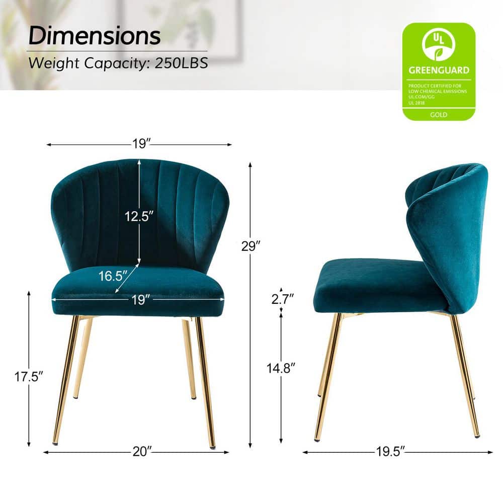 Teal Velvet Wingback Accent Chair with Gold Metal Legs