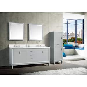 Emma 73 in. W x 22 in. D Bath Vanity in Dove Gray with Engineered Stone Vanity Top in Cala White with White Basins