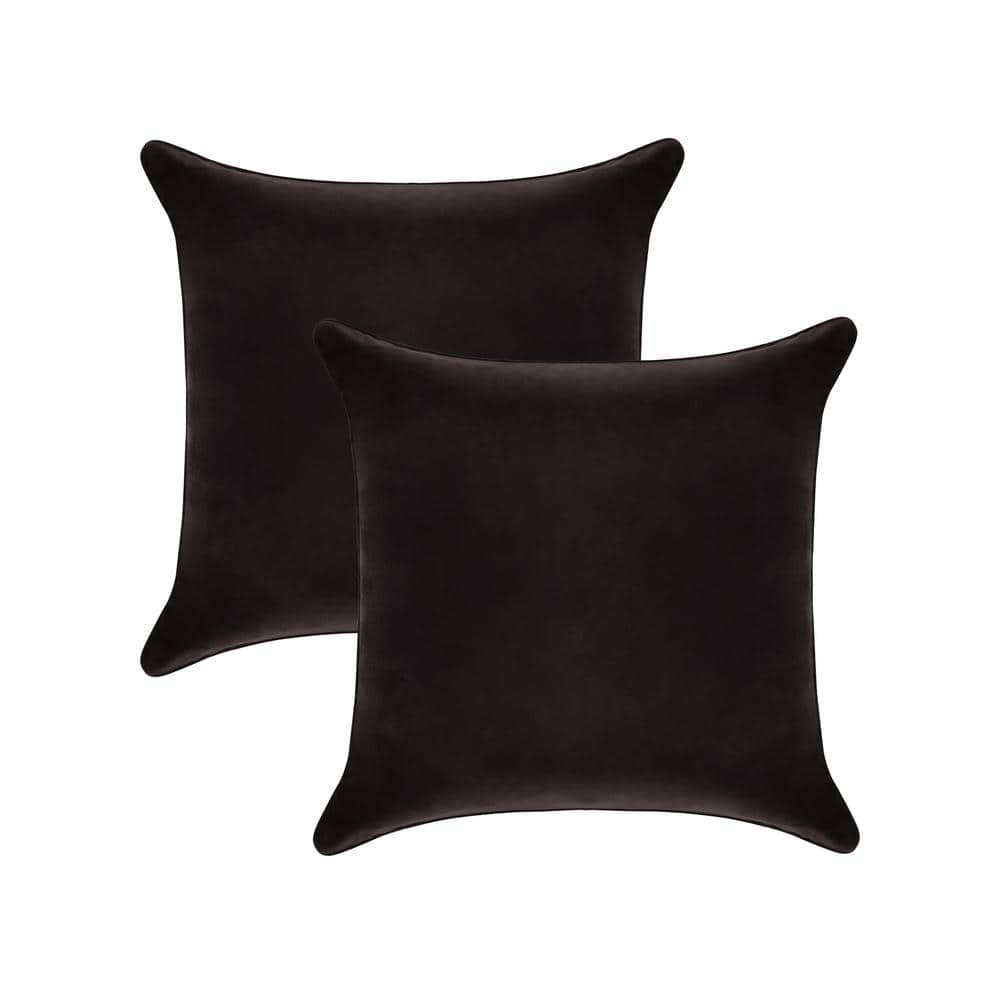 A1 Home Collections A1HC Smoky Black 18 in. x 18 in. Velvet Throw Pillow Covers Set of 2