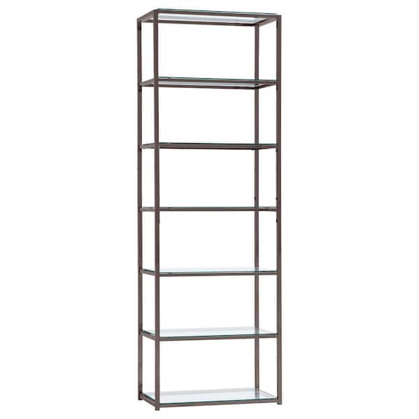Coaster Carmelo 77.75in Black Nickel 6-Shelf Bookcase