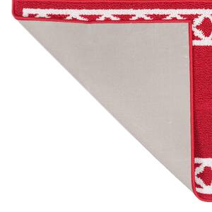 Collin Trellis Border Red and White 2 ft. 2 in. x 4 ft. Tufted Runner Rug