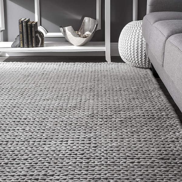 nuLOOM Caryatid Chunky Woolen Cable Light Gray 6 ft. x 9 ft. Area