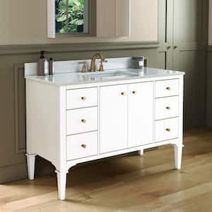 Roma 49 in. W x 22 in. D Bath Vanity in White with Carrara Engineered Stone vanity top with White Basin