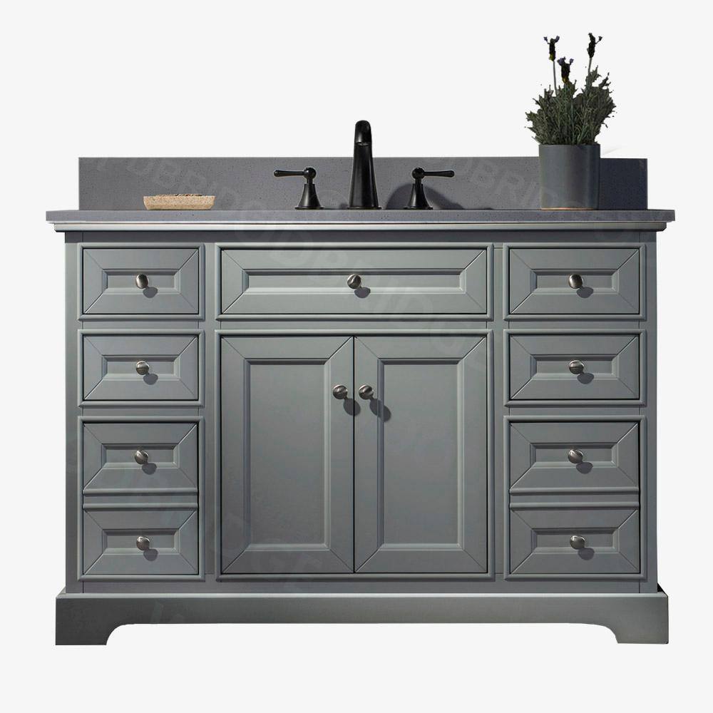 WOODBRIDGE 49 in. W x 22 in. D x 38 in. H Bath Vanity in Grey with Dark Grey Engineered Marble