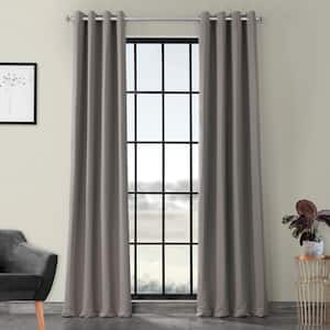 Neutral Grey Grommet Curtain Room Darkening Shades- 50 in. W X 108 in. L  Single Panel Curtains and Drapes