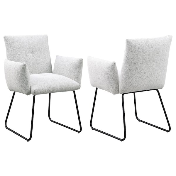 Benjara Acko Gray and Black Fabric Solid Back Dining Chair (Set of 2)