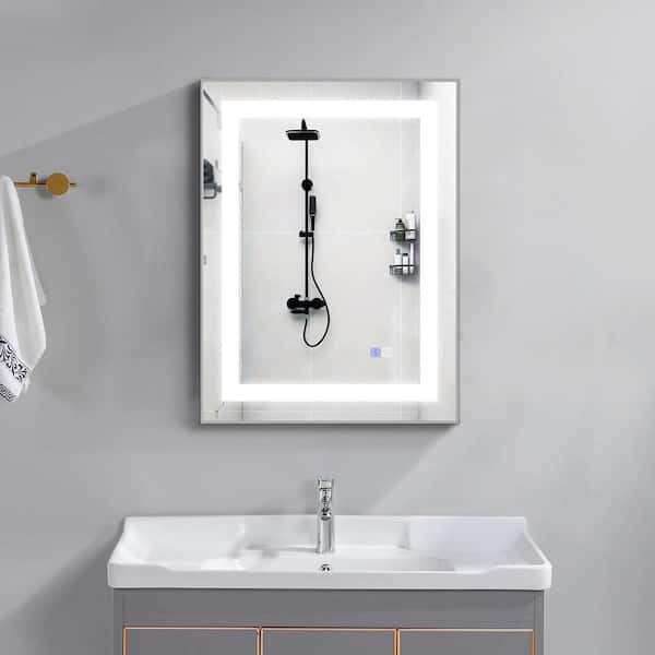 Maincraft 24 in. W x 32 in. H Rectangular Frameless LED Light Wall Mounted Bathroom Vanity Mirror in Brushed Nickel