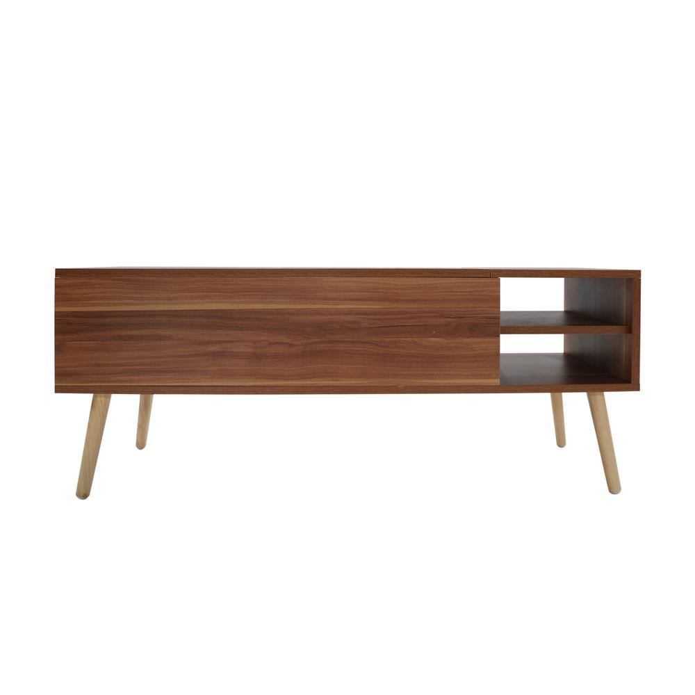 43.31 in.Rosewood Rectangle Particle Board Coffee Table with 1 Pieces