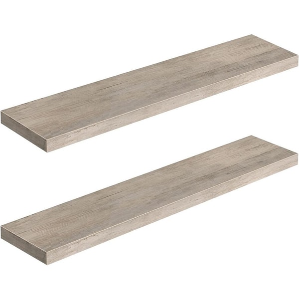 Cubilan 39.4 in. W x 7.9 in. D Greige Decorative Wall Shelf, Set of 2