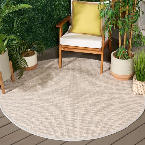Napa Faux Sisal 6 ft. x 6 ft. Natural/Beige Diamond Geometric Round Area Rug