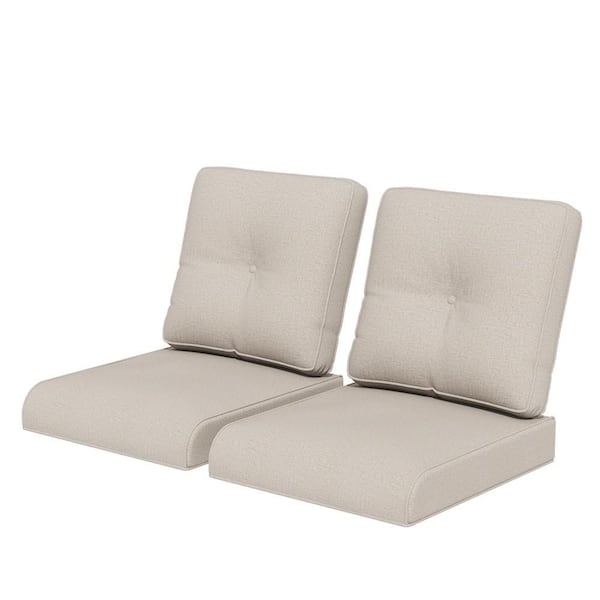 22 in. x 24 in. 2-Piece Outdoor Lounge Chair Replacement Cushion Set in Beige