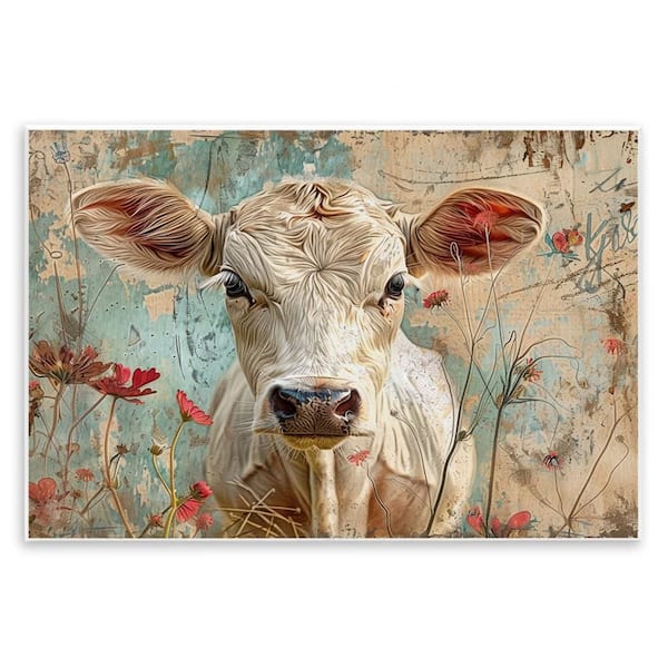 Spring Country Cow by LSR Design Studio Unframed Animal Graphic Art Print 13 in. x 19 in.