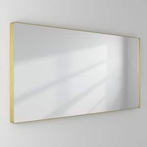 72 in. W x 32 in. H Large Rectangular Framed Wall Mounted Bathroom Vanity Mirror in Brushed Gold