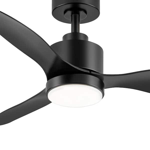 Flashwind Alisio 42 in. Indoor Matte Black Ceiling Fans with Adjustable White Integrated LED with 3-Black Blades and Remote
