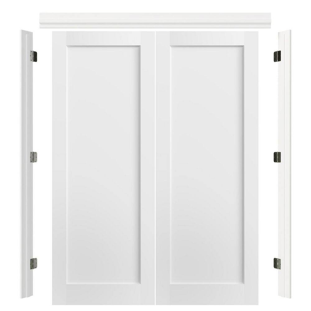 56 in. x 80 in. White Primed Wood 2-Panel Door with Quick Assemble Door Jambs, Hinges, Privacy Levers and Top Latch price history on PriceWatchPro