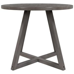 36 in. Gray Wood Top Round Dining Table