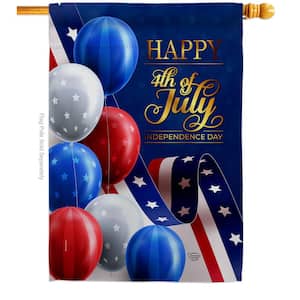 28 in. x 40 in. July Fun Patriotic House Flag Double-Sided Decorative Vertical Flags
